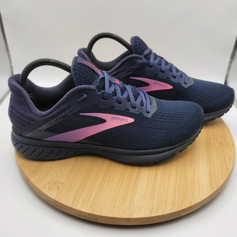 Brooks Anthem 5 Womens Running Shoes Navy Pink 1203651B436 Size 9